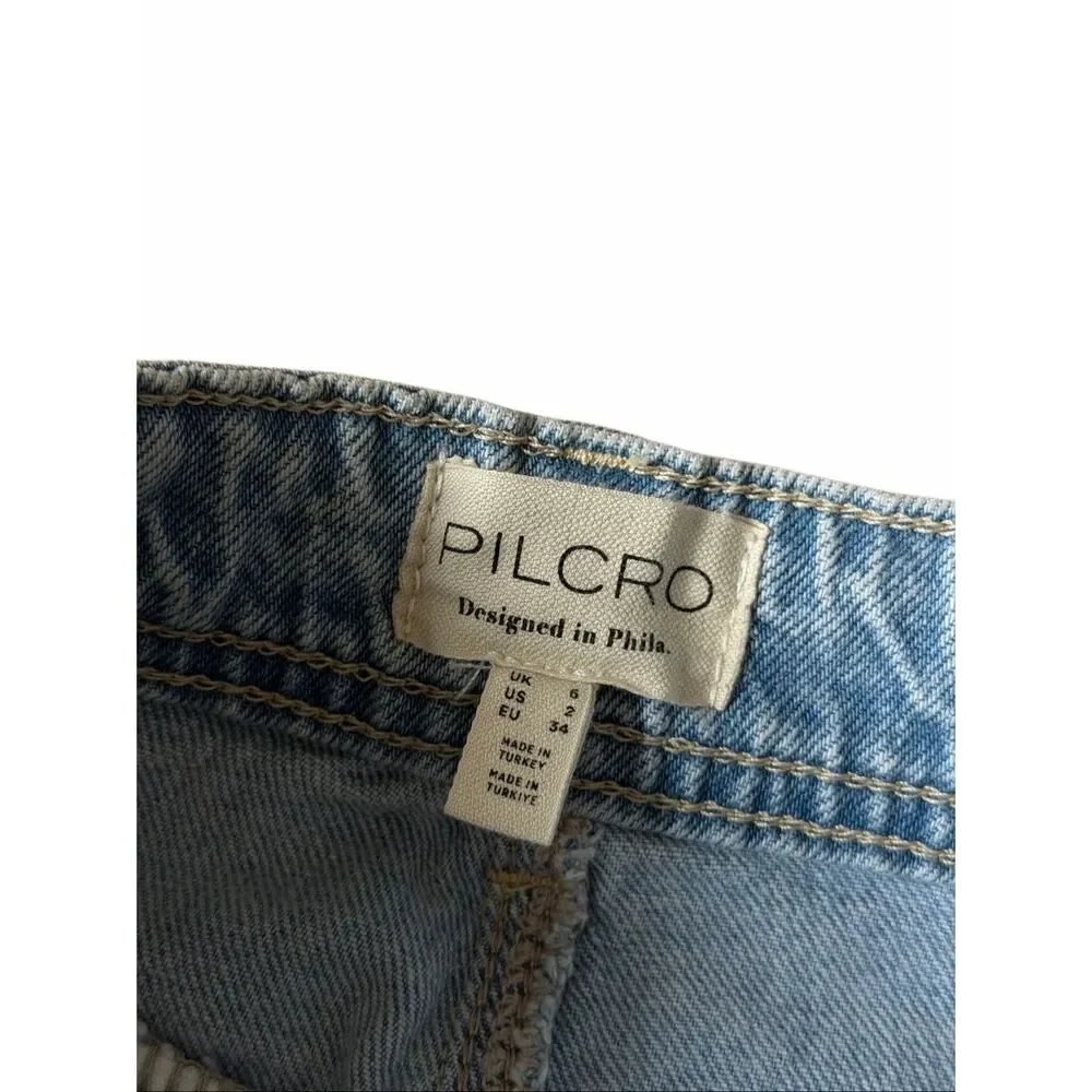 Anthropologie Pilcro Midi‎ Skirt Cargo Blue Denim 2